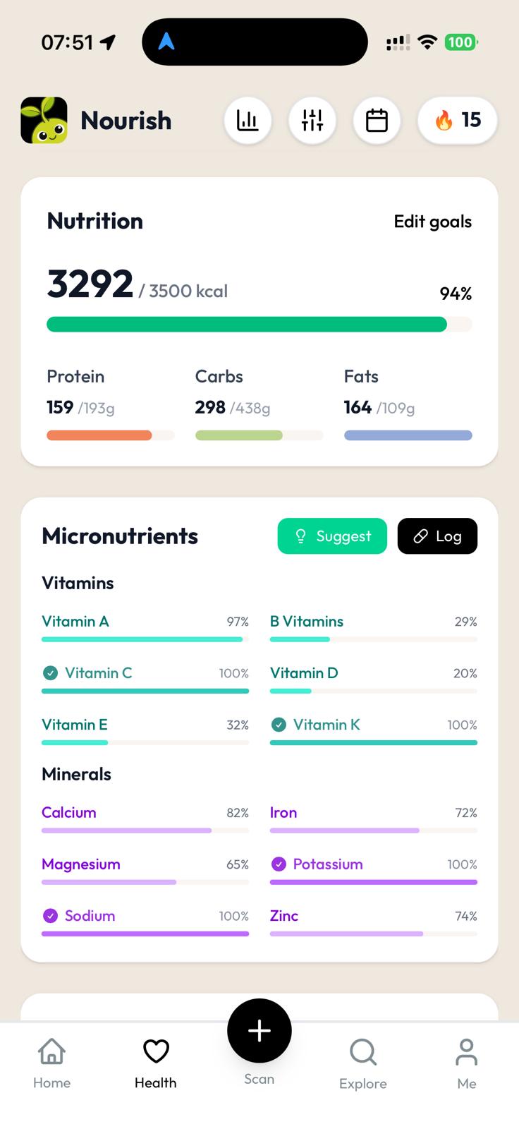 Nourish Nutrition Tracking